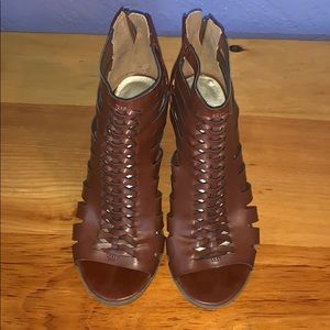 Cut out, open toe booties